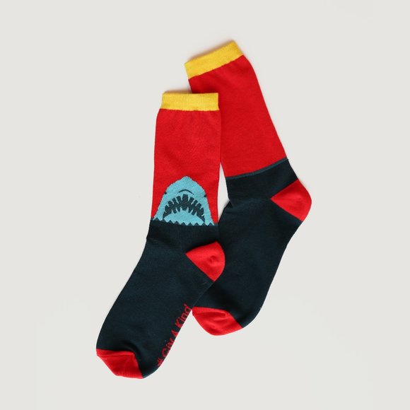 Brand New, Organic Cotton Crew socks, shark design, size 7-13, unisex - Picture 1 of 9